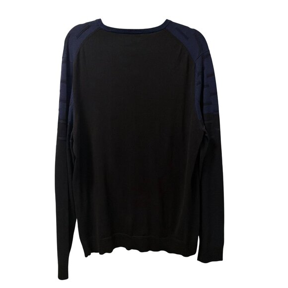 Alfani Mens V-Neck Blue & Black Textured Sweater Sz L 100% Cotton sweater. NWOT - Picture 12 of 12